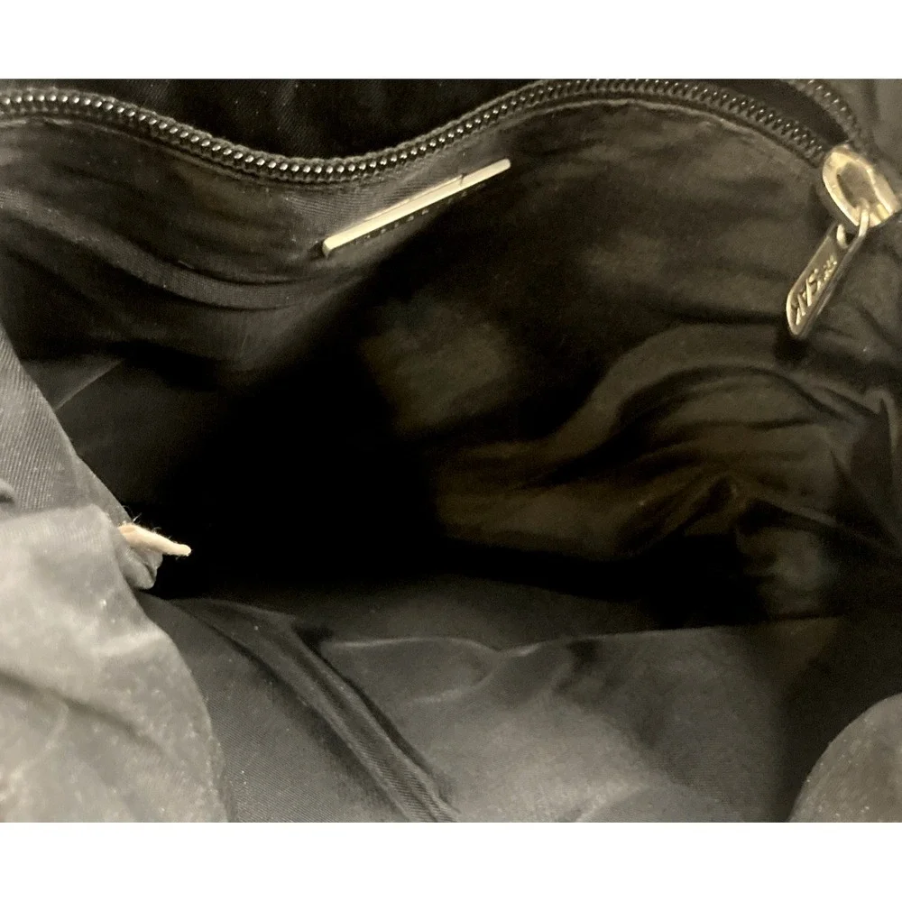 Vtg The Sak Vintage Womens Shoulder‎ Bag Black Nylon Crochet Zip Pocket